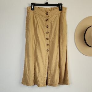 Universal Thread Beige Button-Front A-Line Skirt